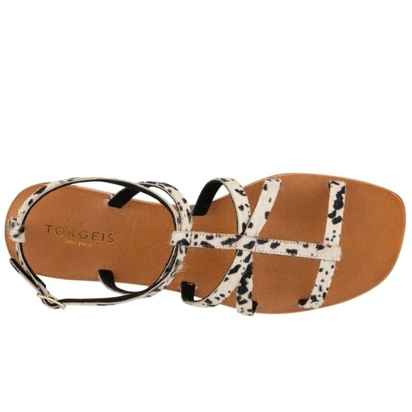 Torgeis New York Syrene Leather Pony Print Flat Sandals Size 10 NWB - Picture 4 of 8